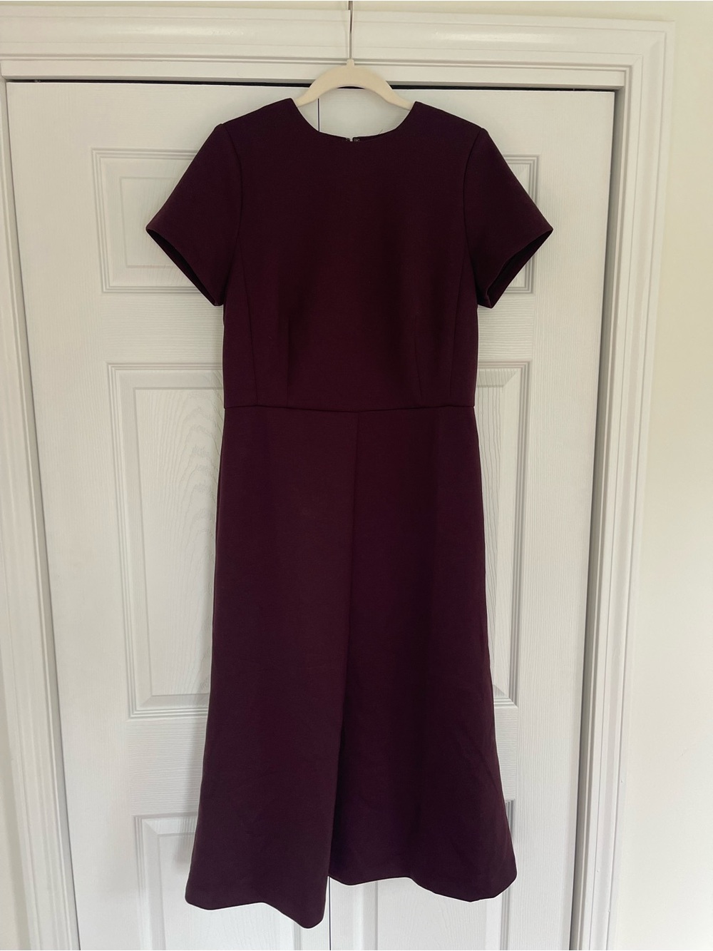 Ann Taylor Short-Sleeve Midi Dress in Burgundy